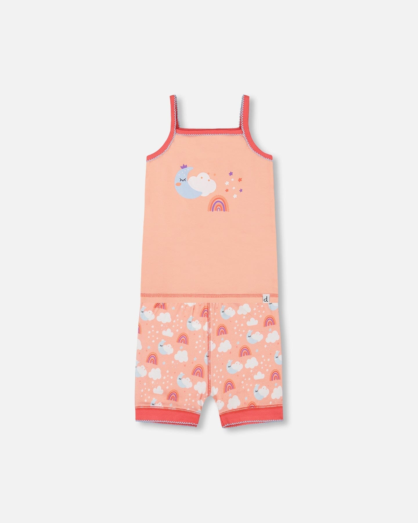 Organic Cotton Tank Top And Shorts Pajama Set Rainbow On Light Coral Pajamas Deux par Deux 12m 
