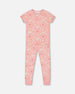 Organic Cotton Short Sleeve Top And Pant Pajama Set Pink And Blue Butterflies On Old Pink Pajamas Deux par Deux 12m 