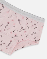 Printed Organic Cotton Boyshort Panty Small Pink Flowers On Pale Pink Background - G30PG60_028