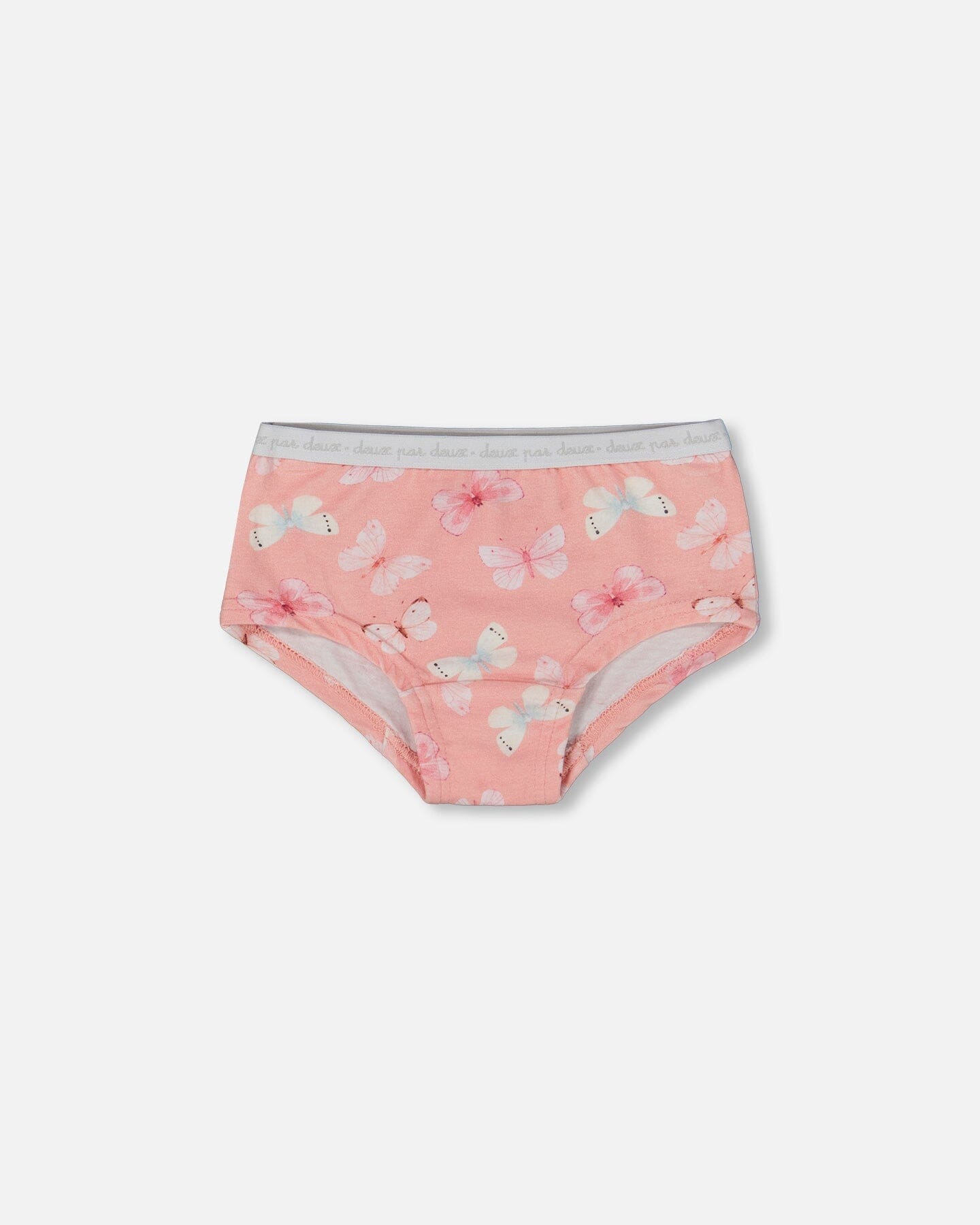 Printed Organic Cotton Boyshort Panty Pink And Blue Butterflies On Old Pink - G30PG60_030