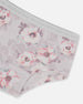 Printed Organic Cotton Boyshort Panty Pale Pink Flowers On Neutral Lilac - G30PG60_032