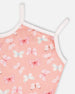 Printed Organic Cotton Tank Top Pink And Blue Butterflies On Old Pink Underwear Deux par Deux 