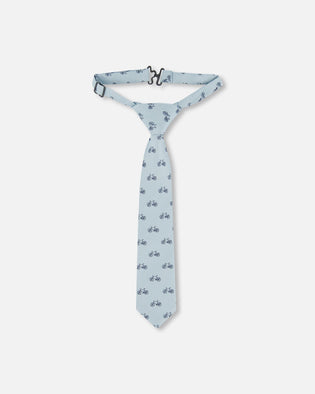 Neck Tie Pale Blue With Bicycle Accessories Deux par Deux 