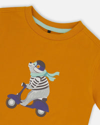 Organic Cotton Tee Vibrant Orange And Blue Vespa - G30S70_240