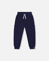 French Terry Sweatpants With Side Pockets Navy Blue