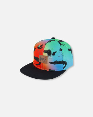 Printed Cap Black And Multicolored Crocodiles - G30VBC_061