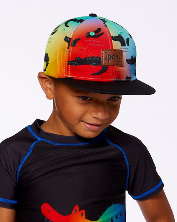 Printed Cap Black And Multicolored Crocodiles - G30VBC_061