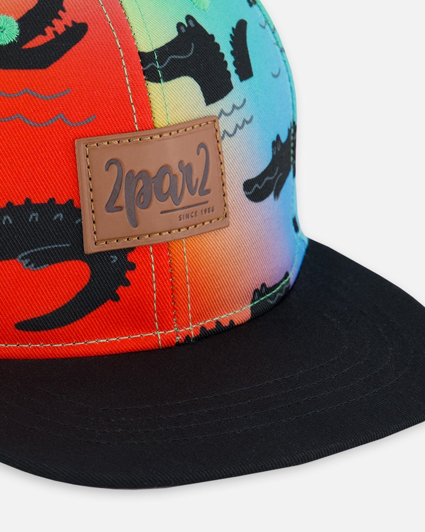 Printed Cap Black And Multicolored Crocodiles - G30VBC_061