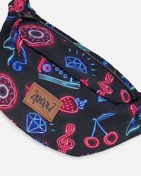 Printed Fanny Pack Black And Blue And Pink Items - G30VF_051