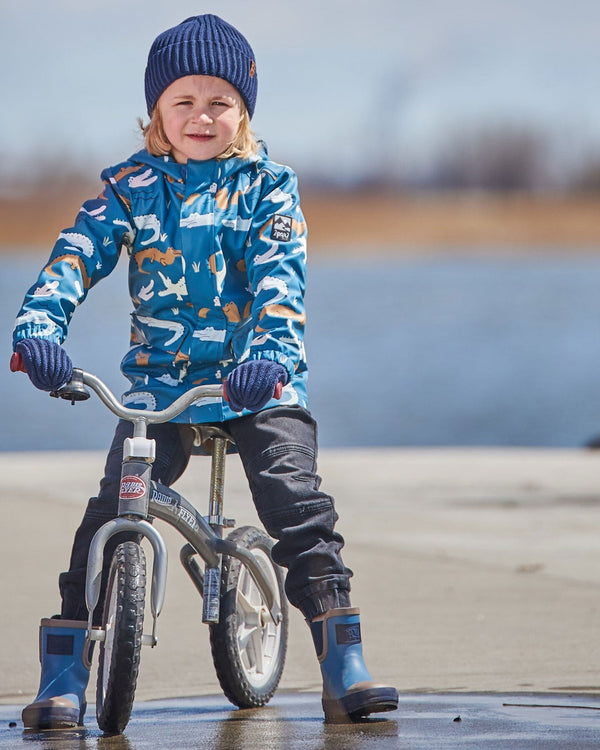 Blue Raincoat With Crocodiles That Change Color Upon Contact With Water Outerwear Deux par Deux 