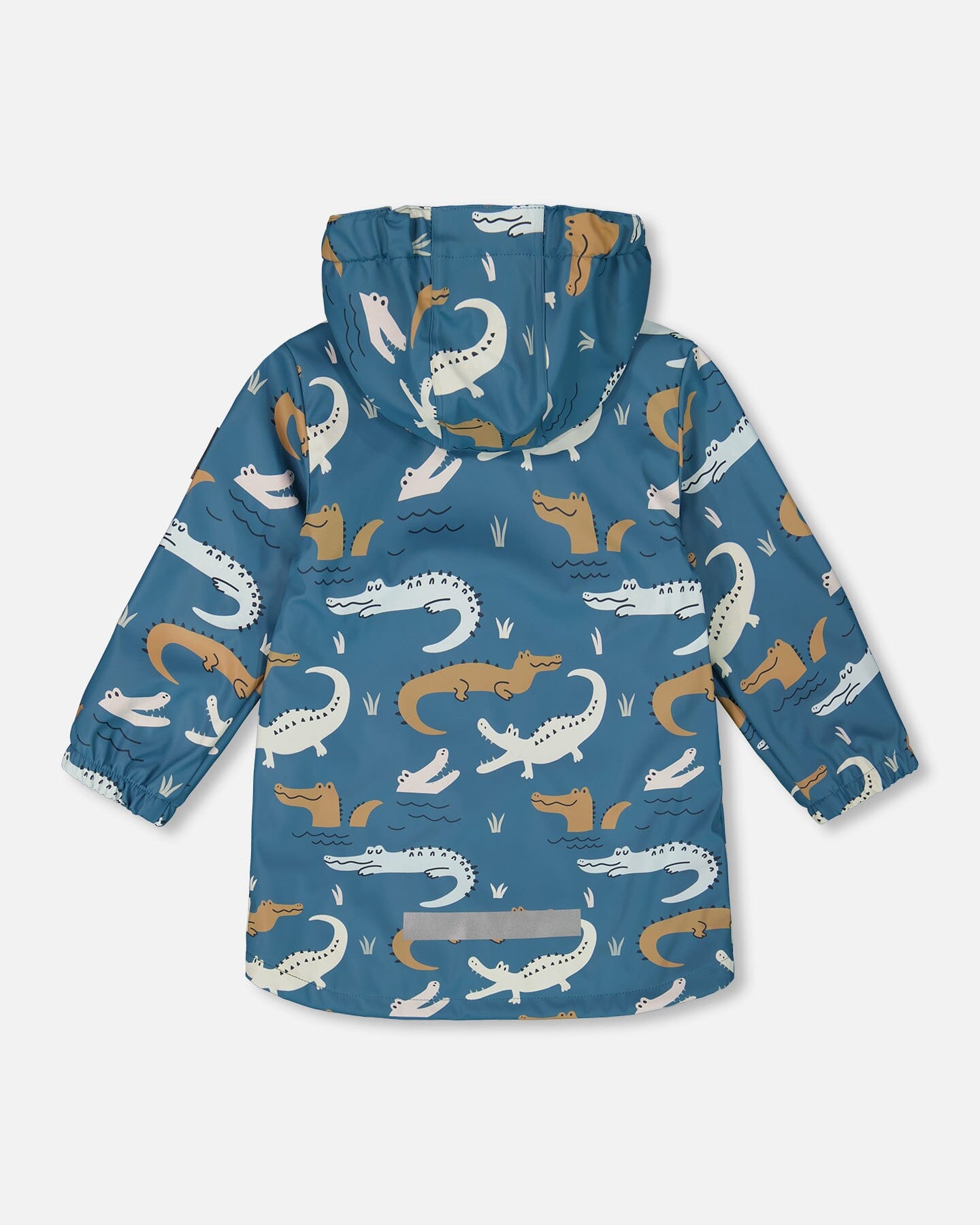 Blue Raincoat With Crocodiles That Change Color Upon Contact With Water Outerwear Deux par Deux 