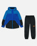 Two-Piece Mid-Season Outerwear Set Royal Blue And Black - G30W52_469