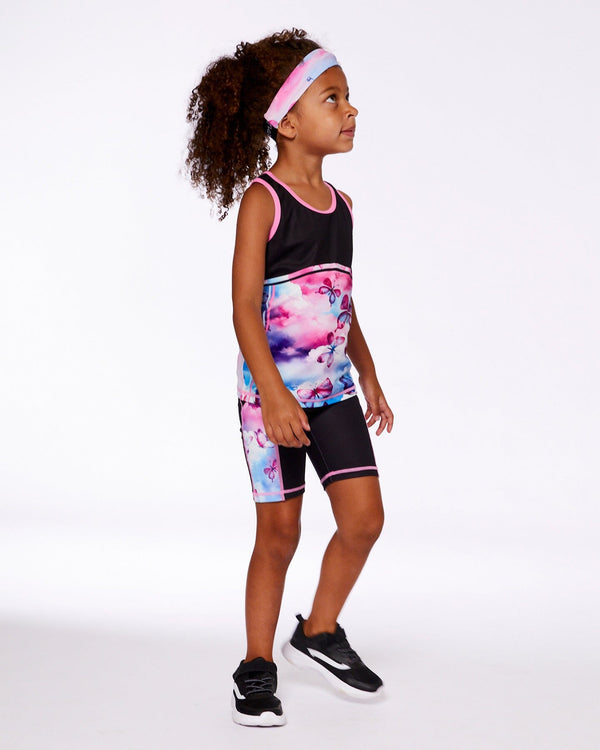 Printed Athletic Headband Pink, Blue And Butterflies - G30XGHB_009