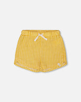 Crinkle Short Pale Yellow And White