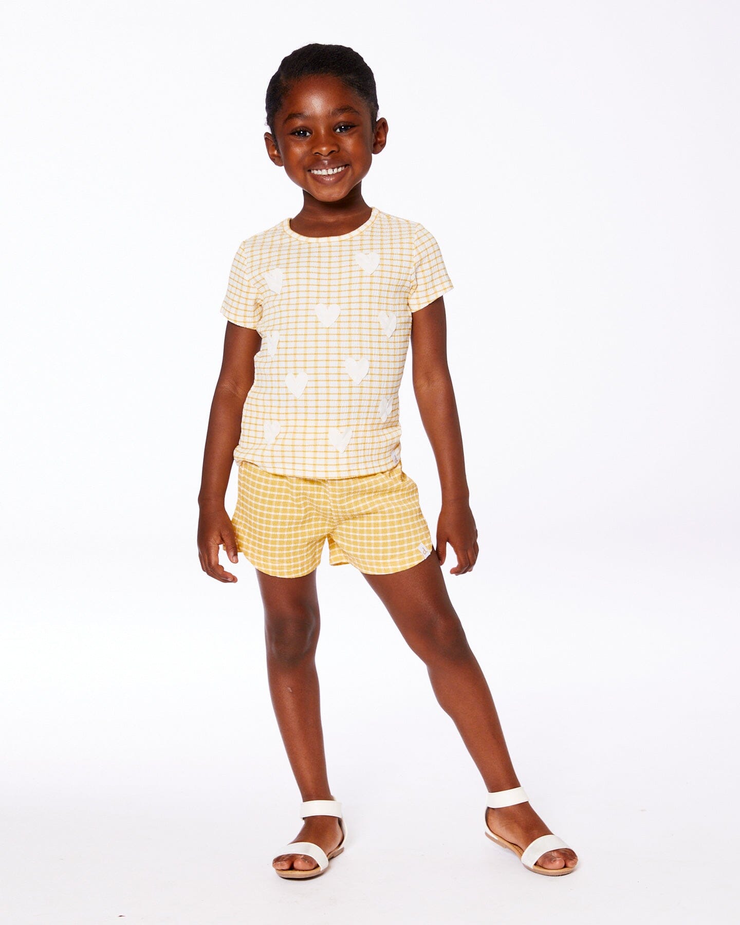 Crinkle Short Pale Yellow And White Pants & Shorts Deux par Deux 