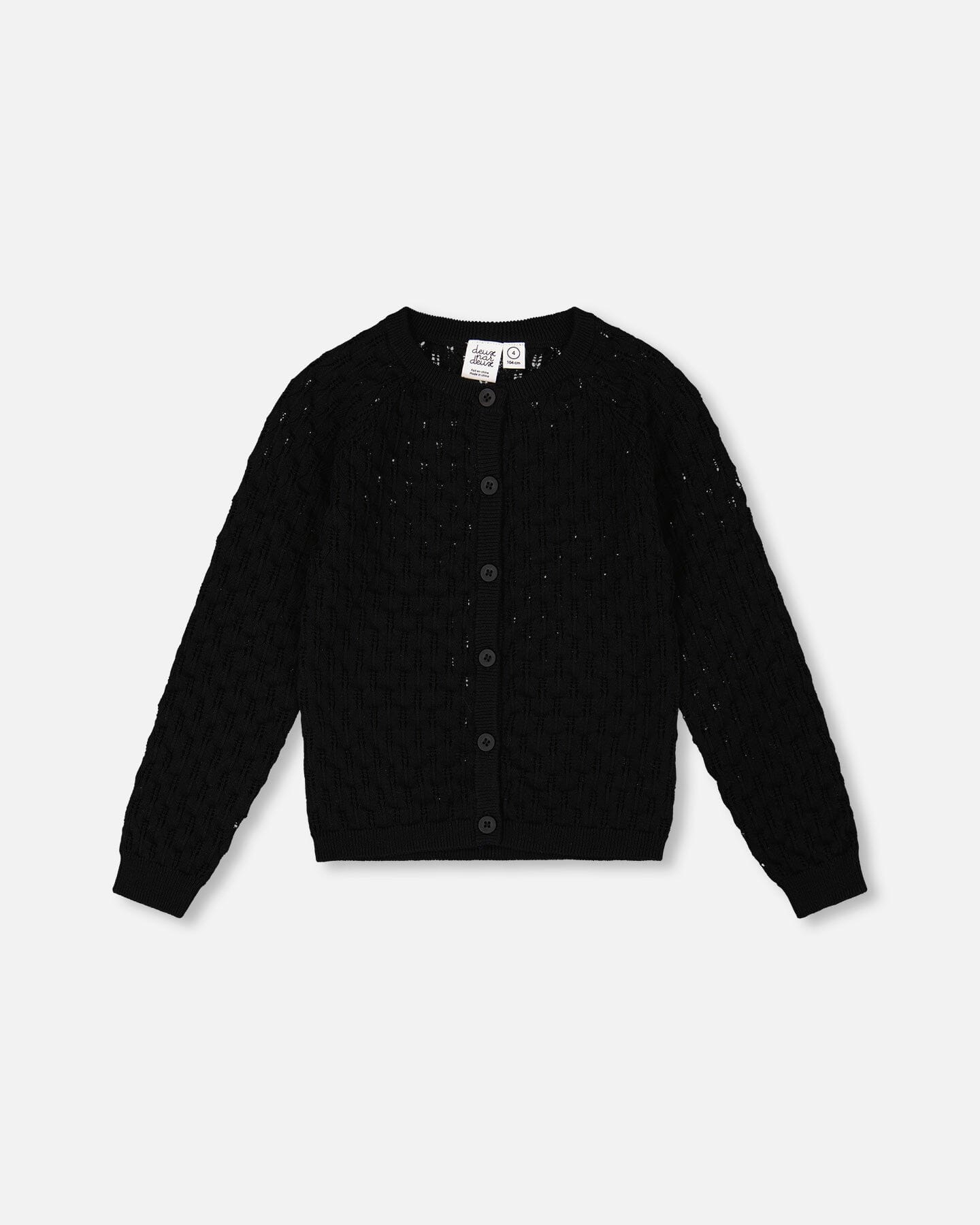 Pointelle Knit Cardigan Sweater Black - G30YGT32_999
