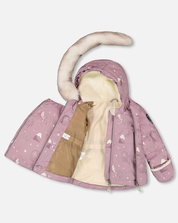 Two-Piece Baby Snug Snowsuit Purple Bear Print - H10A501_003