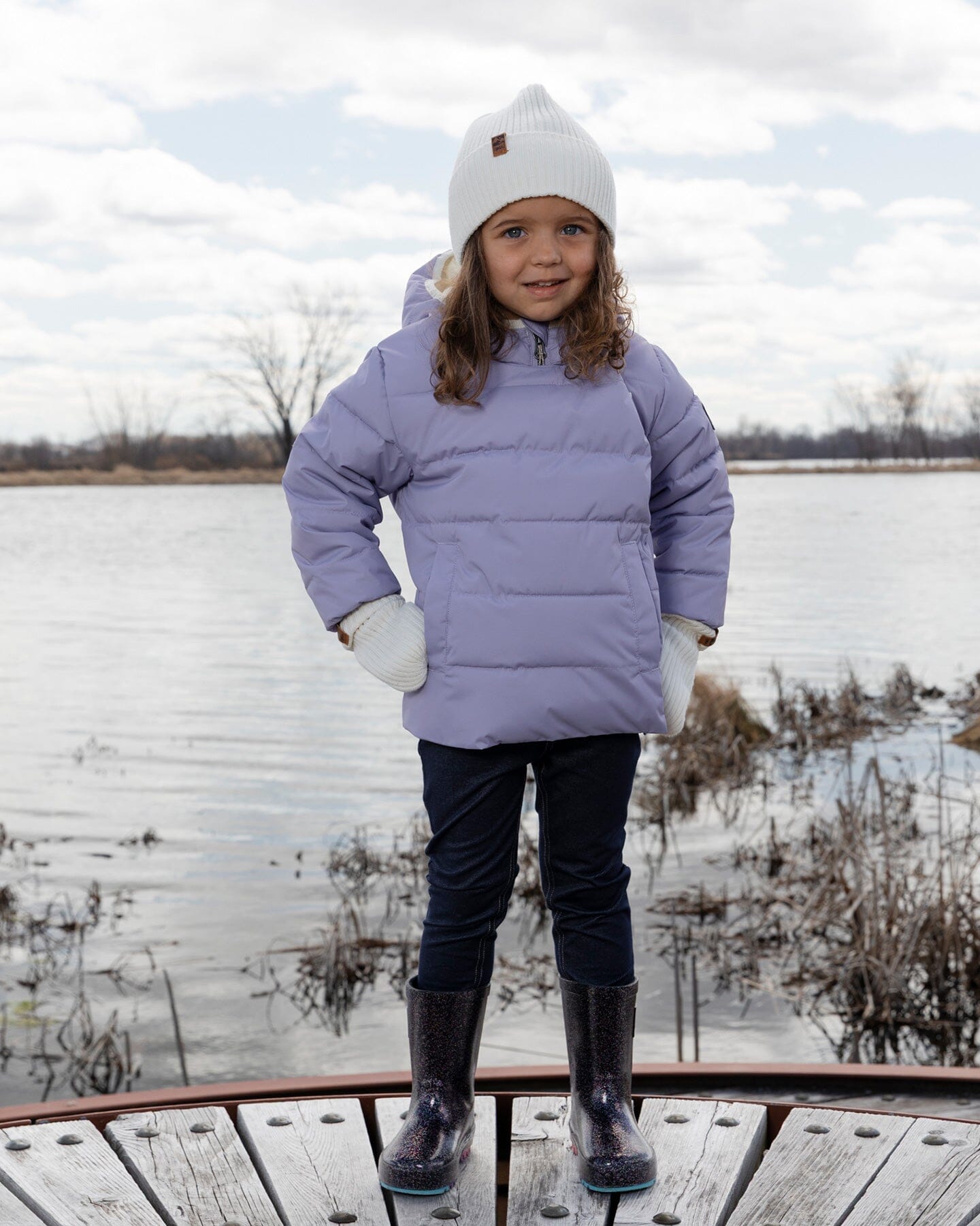 Compressible Winter Puffy Coat Designed For Car Seat Purple Gray - H10B500_591