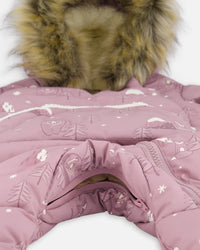 One-Piece Baby Snug Snowsuit Designed For Car Seat Purple Bear Print - H10B701_003