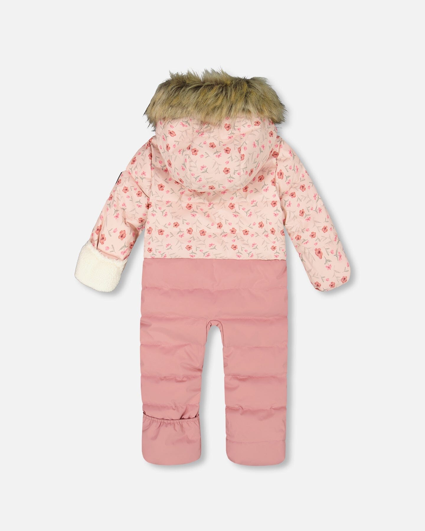 One-Piece Baby Snug Snowsuit Designed For Car Seat Pink Mini Flowers - H10B701_005