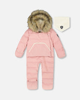 One-Piece Baby Snug Snowsuit Designed For Car Seat Pink