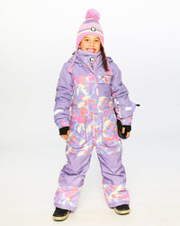 One-Piece Discover Snowsuit Lilac Retro Flower Print Snowsuits Deux par Deux 