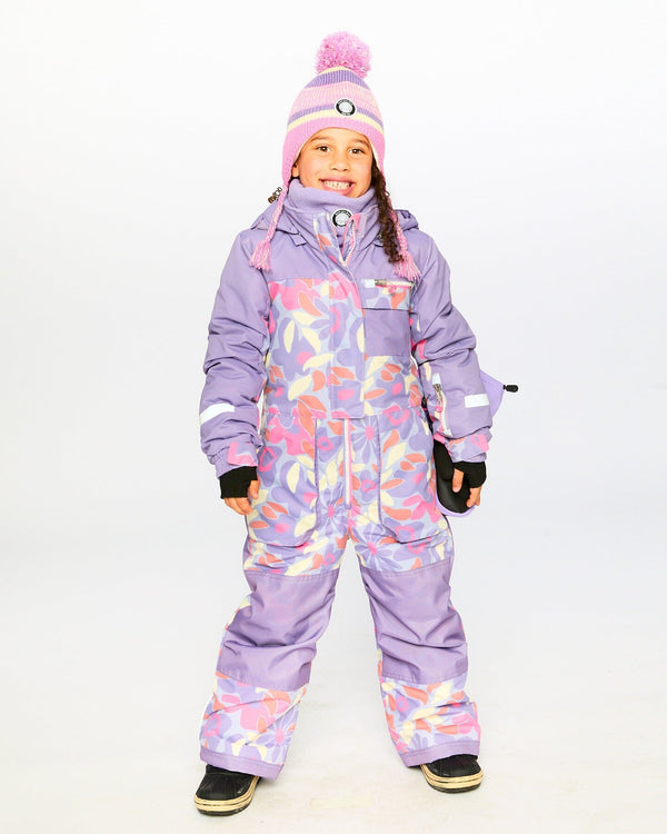 One-Piece Discover Snowsuit Lilac Retro Flower Print Snowsuits Deux par Deux 
