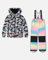 Two-Piece Chill Outerwear Set With Light Insulation Rainbow Gradient
