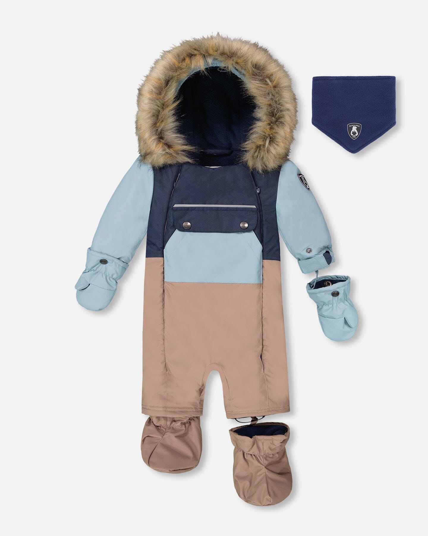One-Piece Baby Play Snowsuit Designed For Car Seat Taupe - H10PBB75_907