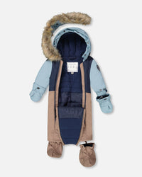 One-Piece Baby Play Snowsuit Designed For Car Seat Taupe - H10PBB75_907