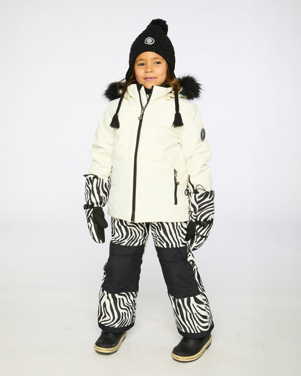 Two-Piece Play Snowsuit Off-White With Printed Pants Snowsuits Deux par Deux 