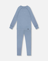 Merino Wool Base Layer Set Blue Gray