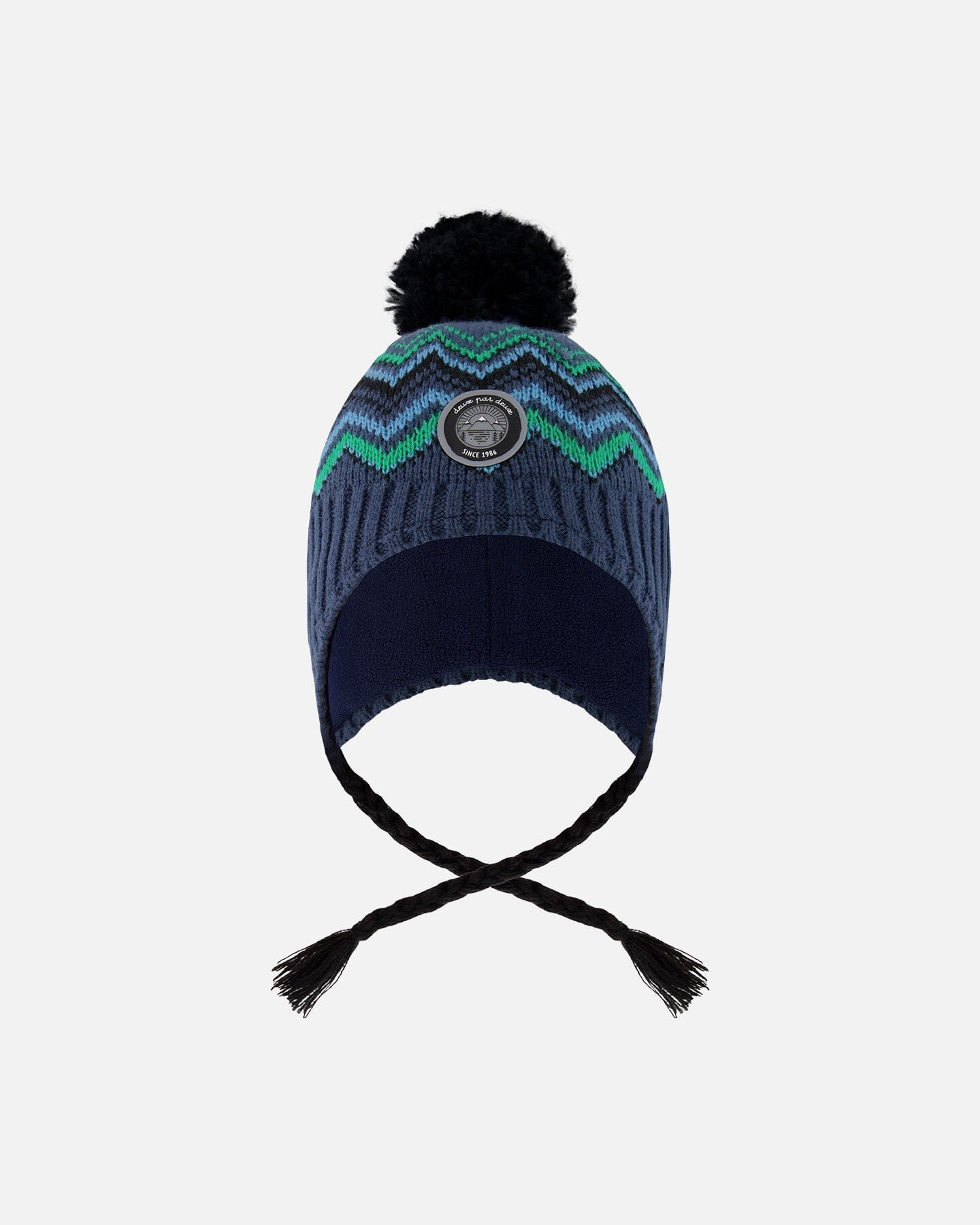 Lined Peruvian Knit Pompom Hat Blue And Green - H10Z44_000