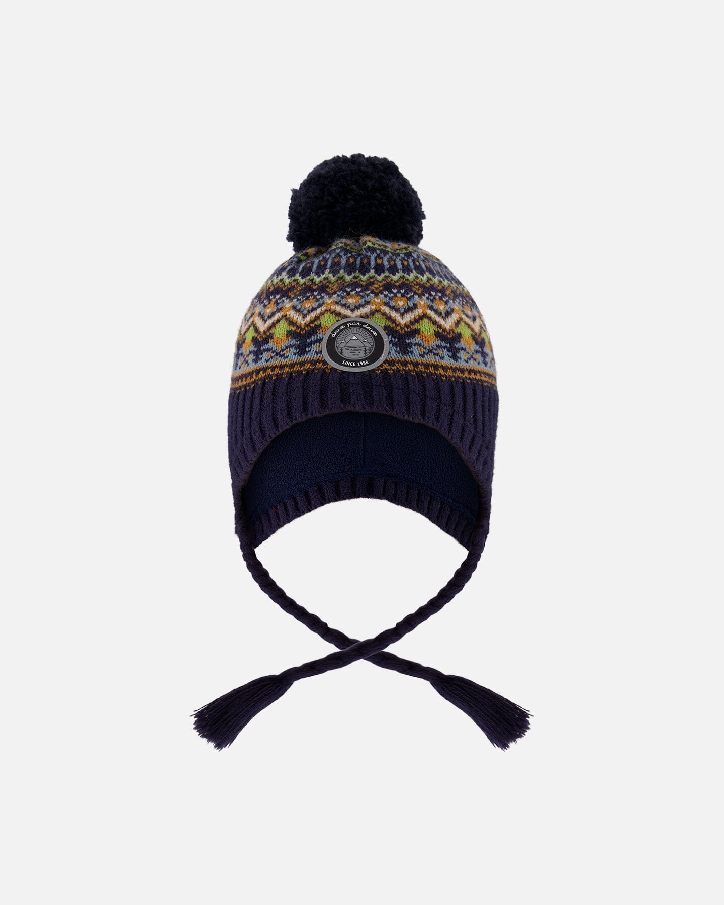 Lined Peruvian Knit Hat With Pompom Taupe And Navy - H10Z46_000