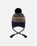 Lined Peruvian Knit Hat With Pompom Taupe And Navy - H10Z46_000