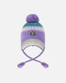 Lined Peruvian Knit Hat With Pompom Lilac And Green - H10Z69_000