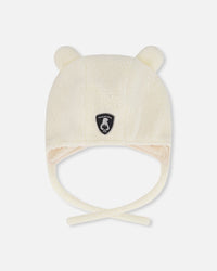 Lined Baby Sherpa Hat With Ear Flaps Off-White - H10ZA01_165