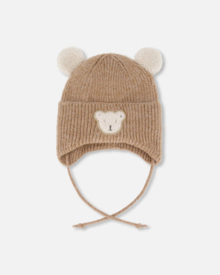 Lined Baby Winter Knit Hat With Ear Flaps Brown - H10ZA03_919
