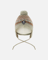 Lined Baby Knit Pompom Hat With Ear Flaps Blue Purple