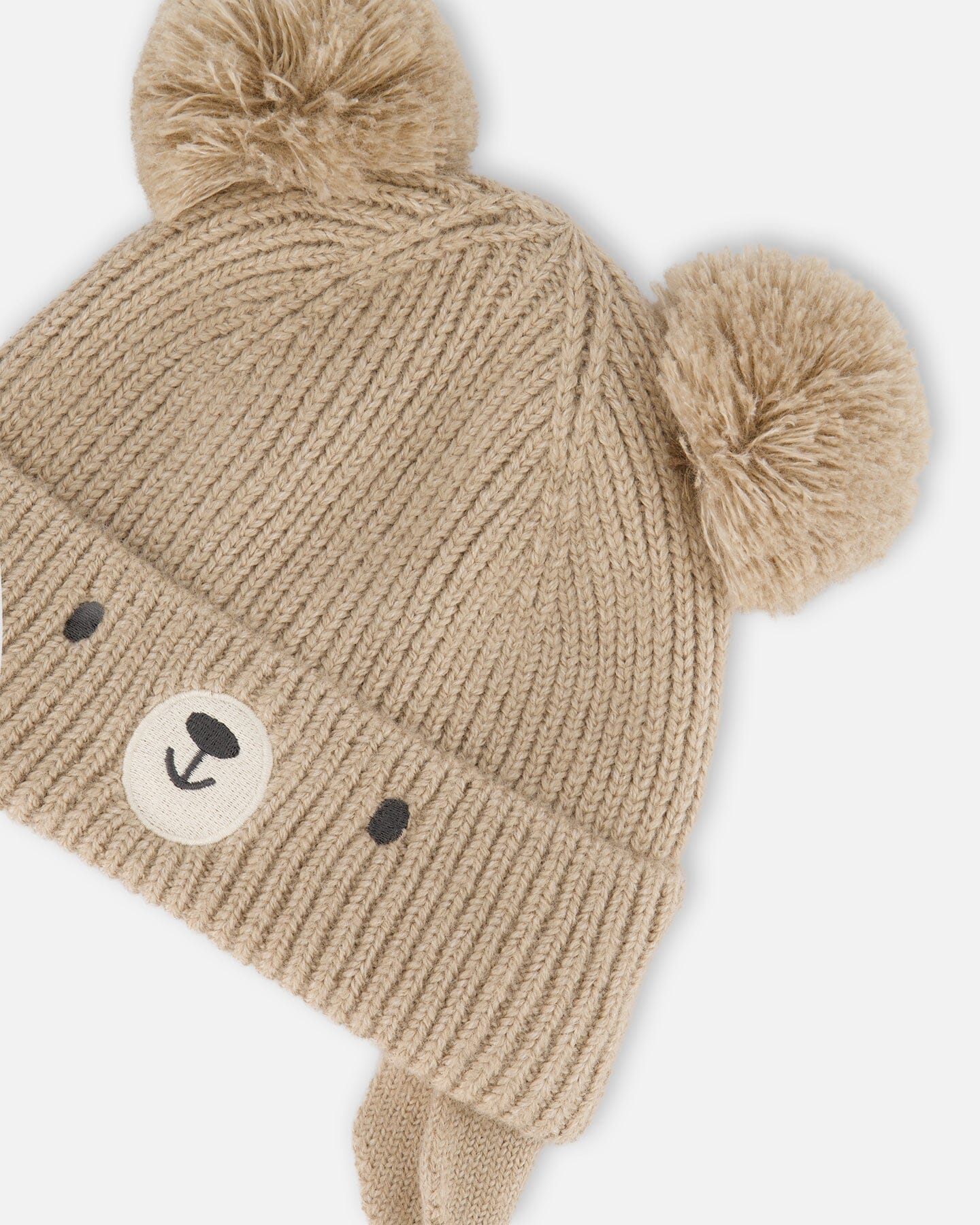 Lined Baby Knit Hat With Pompoms Chanterelle - H10ZA05_182