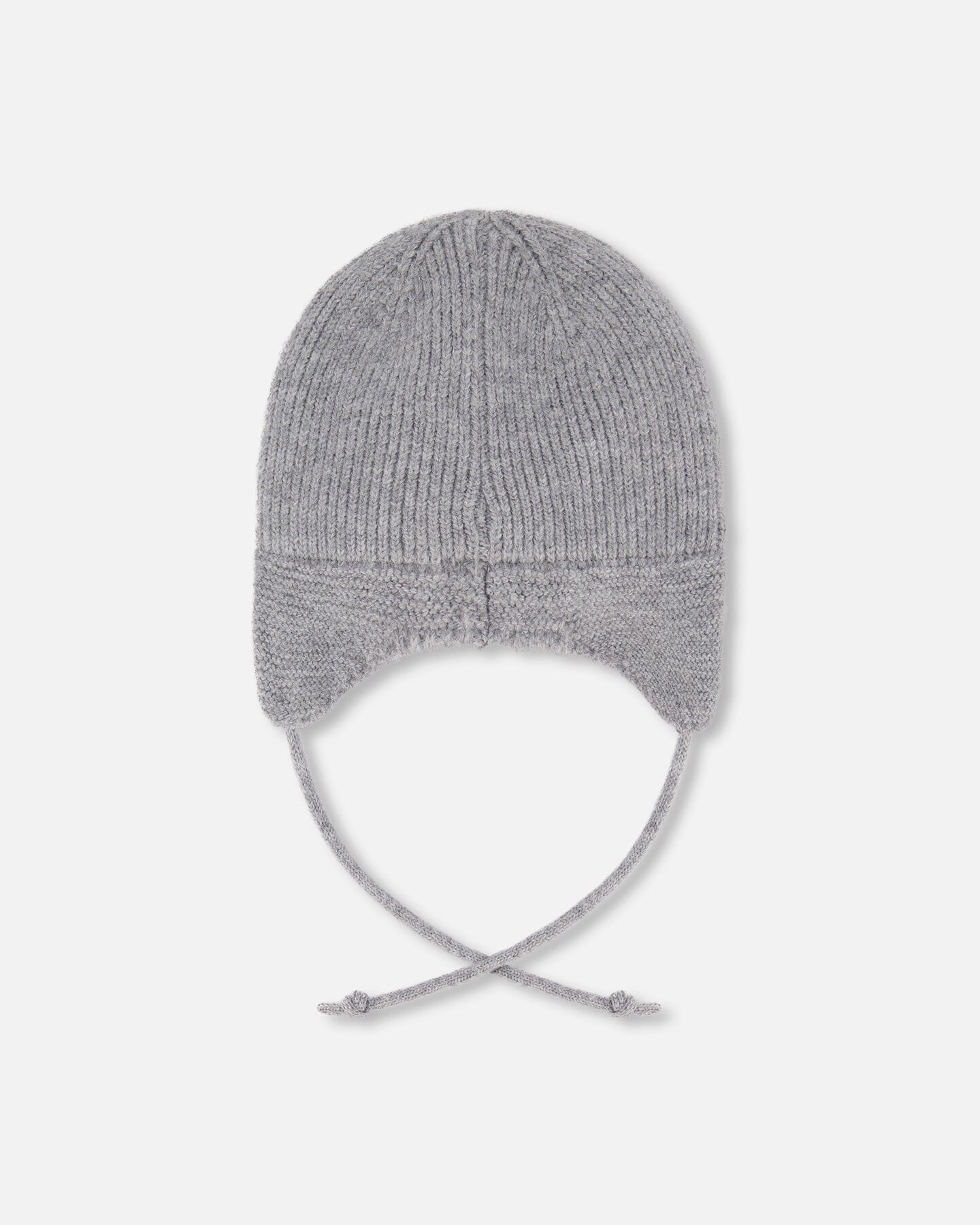 Lined Baby Knit Hat With Ears And Strings Heather Gray - H10ZA07_194