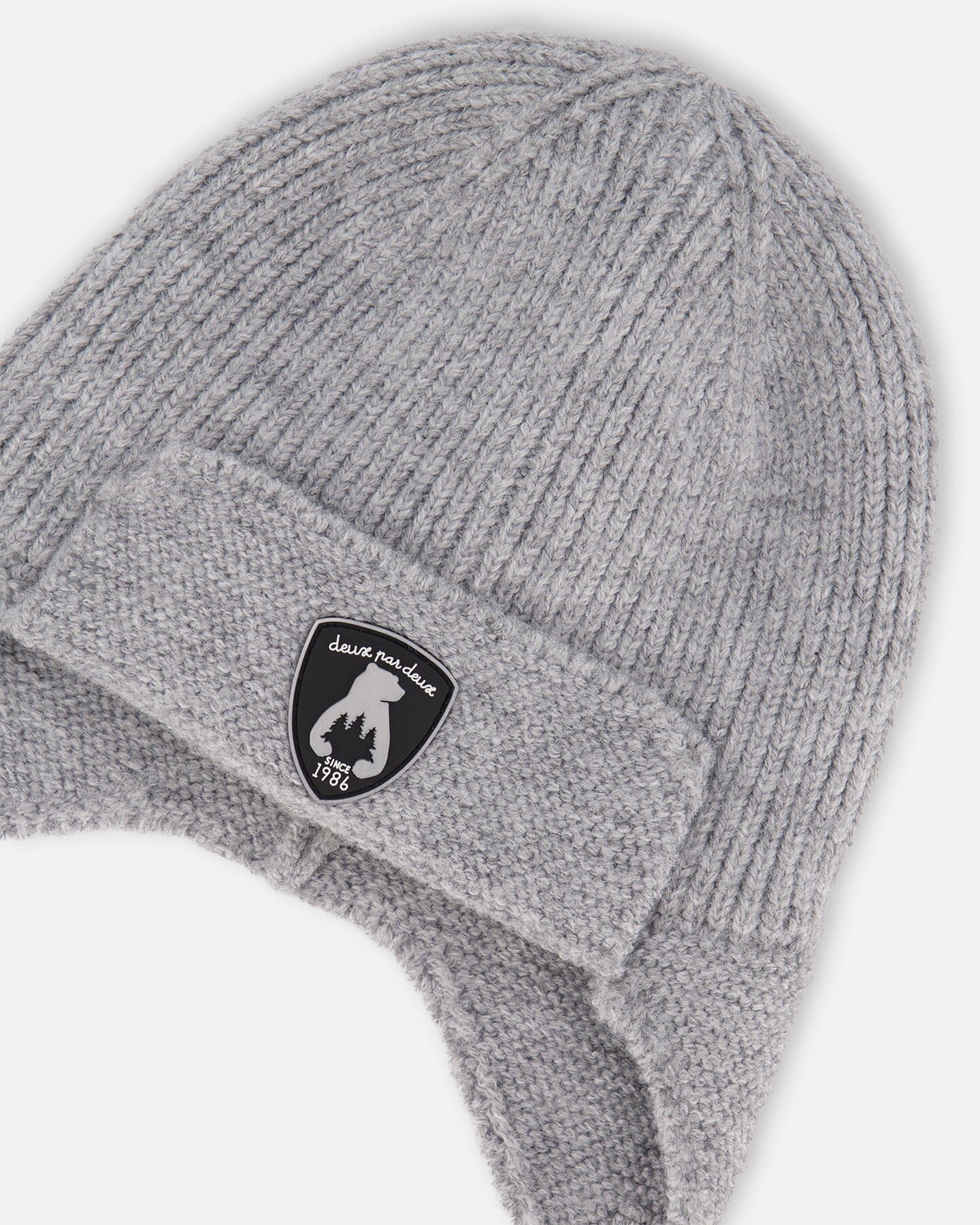 Lined Baby Knit Hat With Ears And Strings Heather Gray - H10ZA07_194