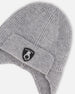 Lined Baby Knit Hat With Ears And Strings Heather Gray - H10ZA07_194