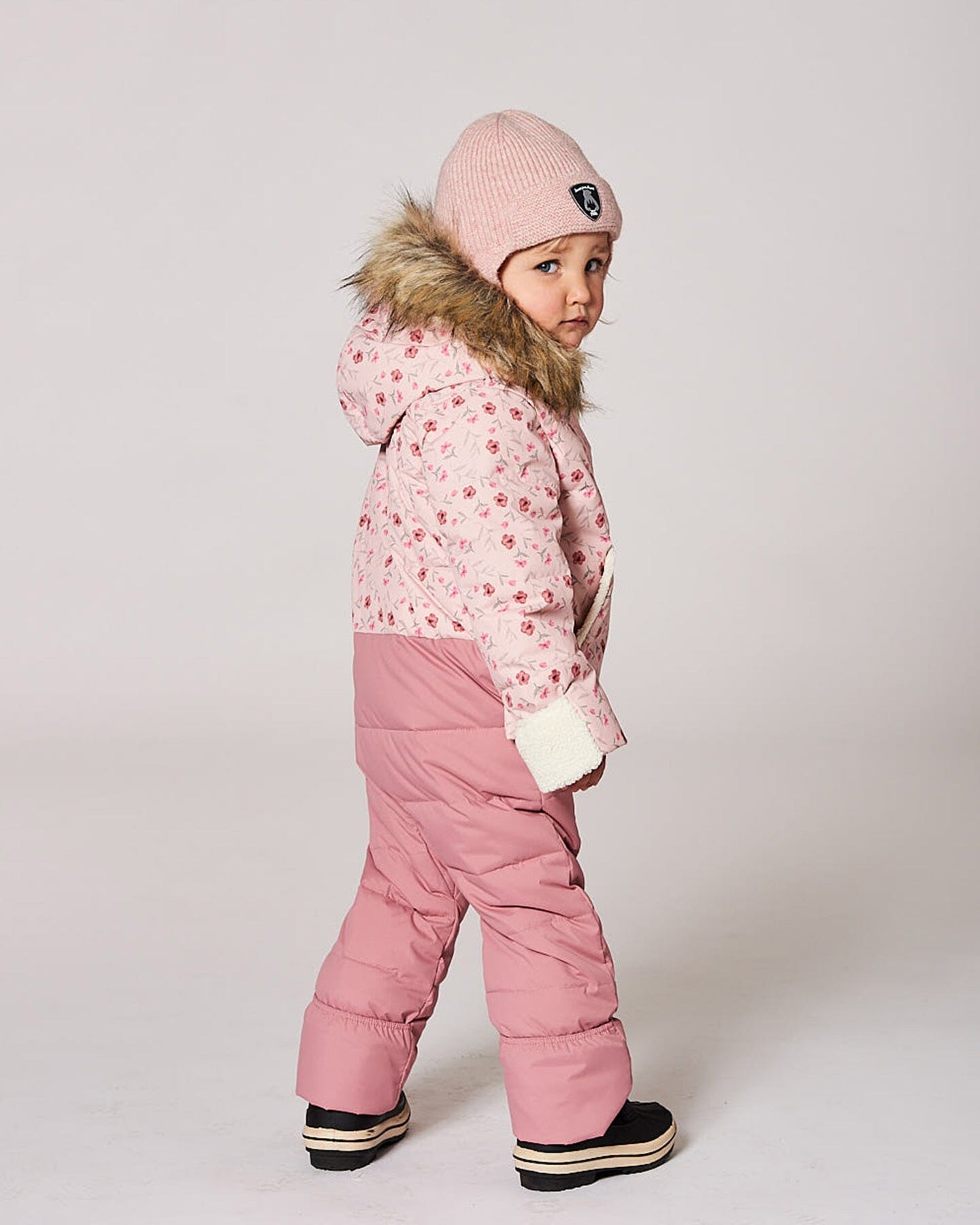 Lined Baby Knit Hat With Ears And Strings Dusty Pink - H10ZA07_637