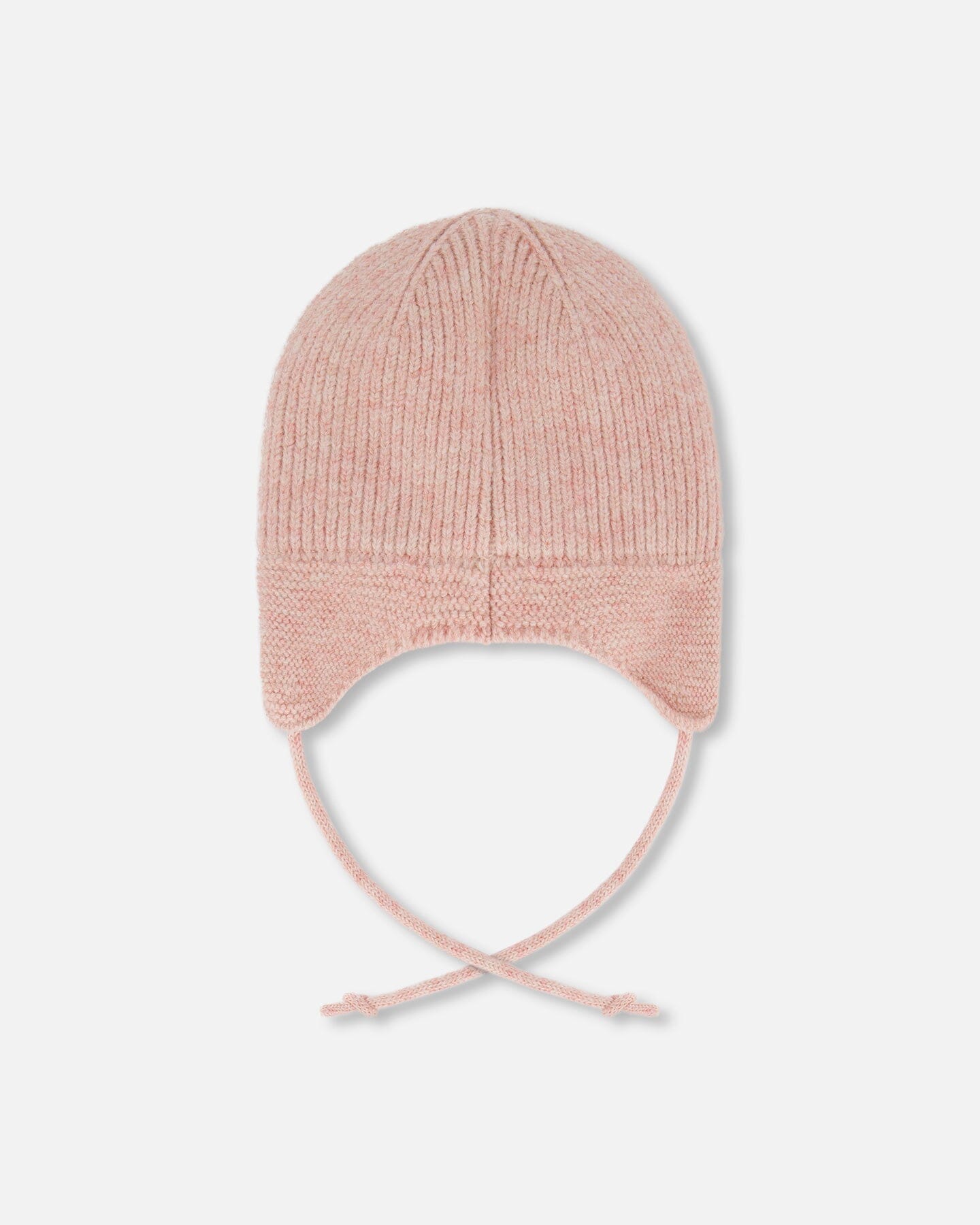 Lined Baby Knit Hat With Ears And Strings Dusty Pink - H10ZA07_637