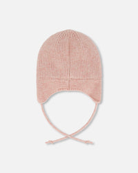 Lined Baby Knit Hat With Ears And Strings Dusty Pink - H10ZA07_637