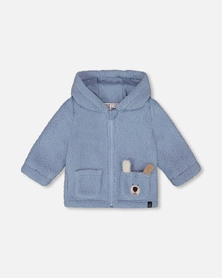 Plush Hooded Jacket Light Blue - H20C30_425