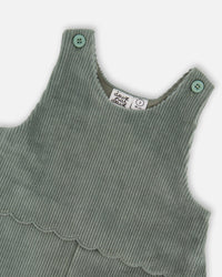 Stretch Velour Faux-Layered Overalls Jade Green - H20F41_325