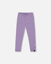Organic Cotton Jersey Leggings Purple Gray With Floral Detail