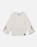 Jersey Top Off-White With Embroidered Floral Sleeves - H20F70_101